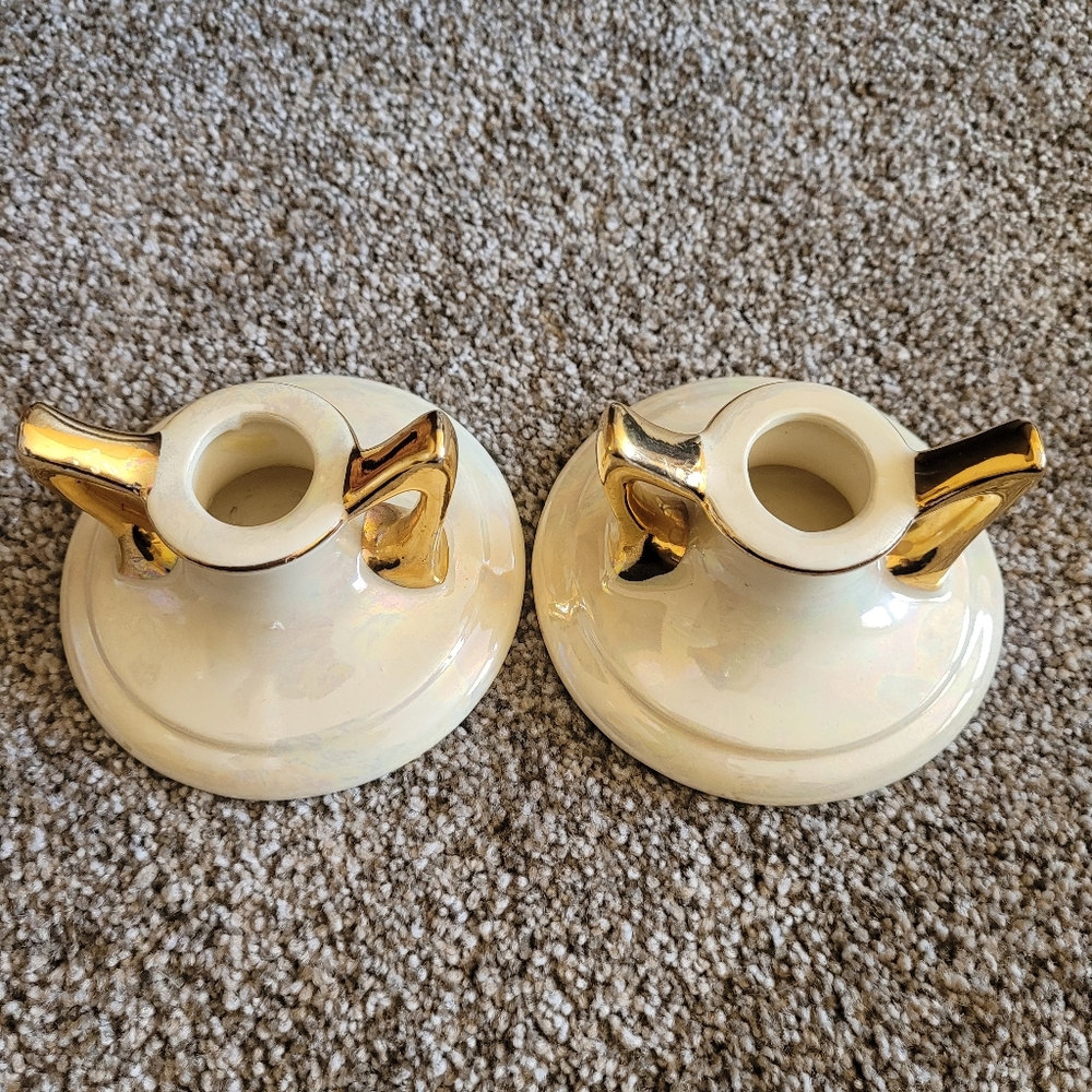 Antique candle holders with 22k gold